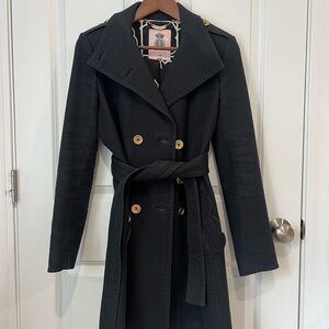 Juicy Couture Black Wool Trench Coat Timeless Elegance
